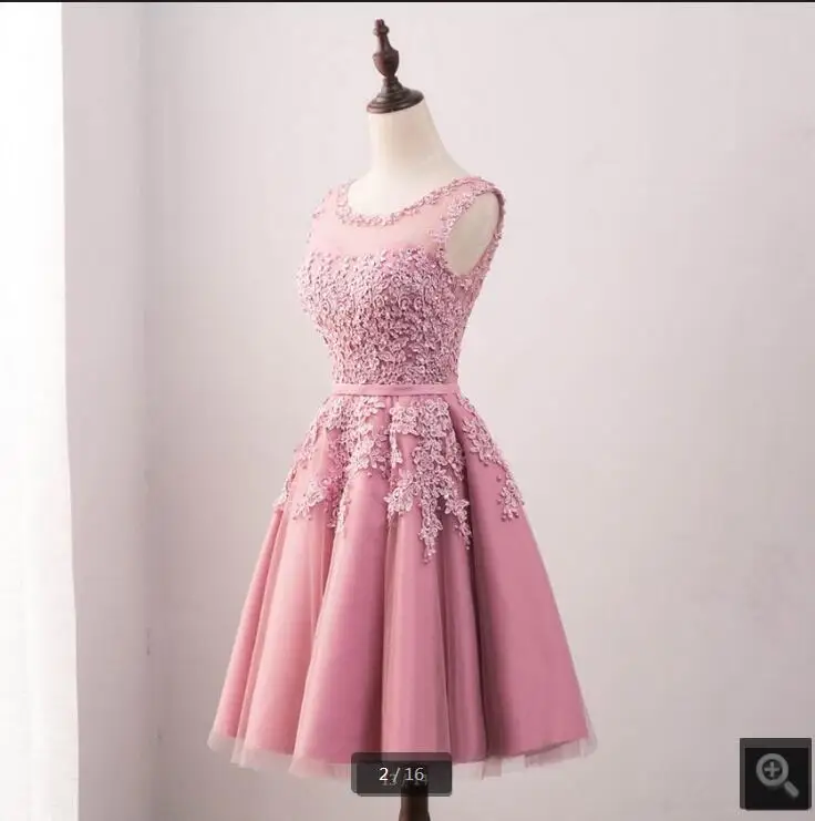 Vestido De Festa розовое кружевное Тюлевое ТРАПЕЦИЕВИДНОЕ короткое платье подружки