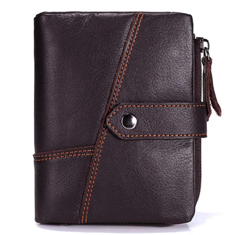 

Business Men's Short Wallets Natural Real Leather Male Cow Genuine Leather Cash Purses Clutch New Fashion 3 Folder Men Wallet
