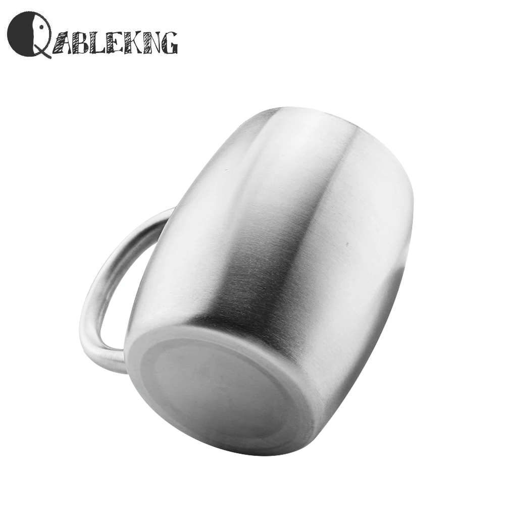 QABLEKNG Classic Stainless Steel Tea Cups Fashion Heat Resistant Coffee Mug Creative Double Wall Beer Mugs Big Tummy Drinkware | Дом и сад