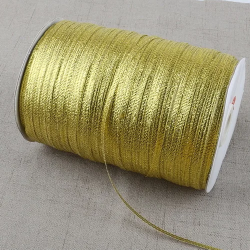 Gold 20 ярдов 3 мм ширина золото/серебро металлик Блестящая лента DIY ремесло шитье подарочная упаковка ремень Свадебная вечеринка Рождество год Декор - Цвет: Gold