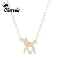 chereda elegant bambi small deer necklaces pendants handmade animal neckalce statement jewelry women luxury christmas gift