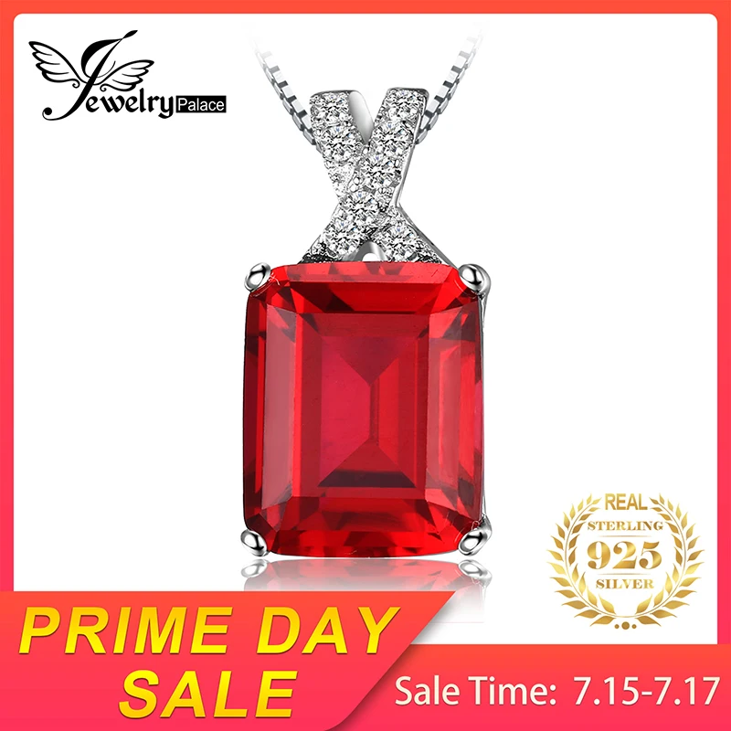 Jewelrypalace Изумрудный Cut 6ct создан красный рубин кулон Твердые стерлингового серебра