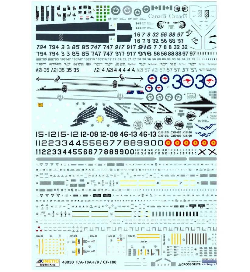 Набор Kinetic 1/48 F/A 18A +/B/CF 188 королевские австралийские ВВС испанские ВВС|Наборы для