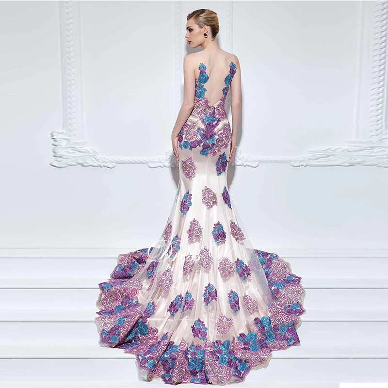 Dressv кружевное платье с аппликацией длинное знаменитостей сексуальное v образным