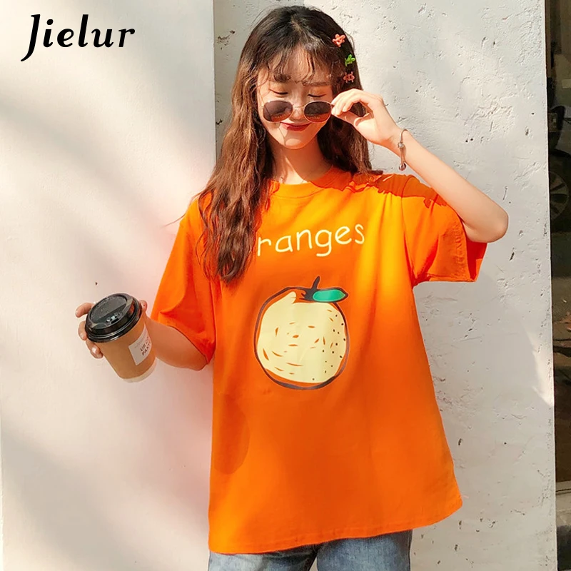 Jielur 2019 женская футболка Повседневная Корейская Harajuku фруктовые футболки с