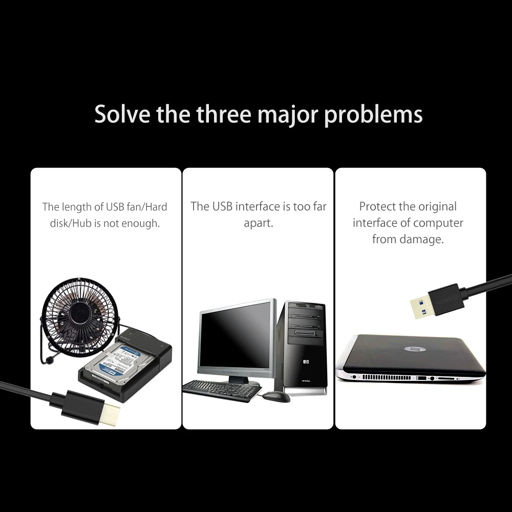 ORICO USB3.0 Удлинительный кабель Плоский Кабель AM/AF A Male to Female 1 м/1 5 м удлинитель данных