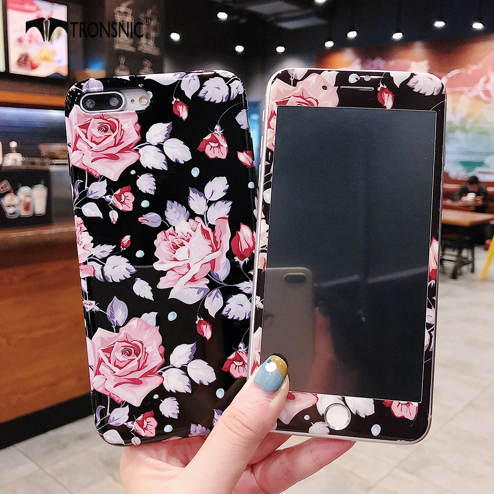 TRONSNIC чехол для iPhone X XS MAX XR черное Закаленное стекло Защитная пленка для iPhone 6s 7 8 Plus роскошное переднее стекло