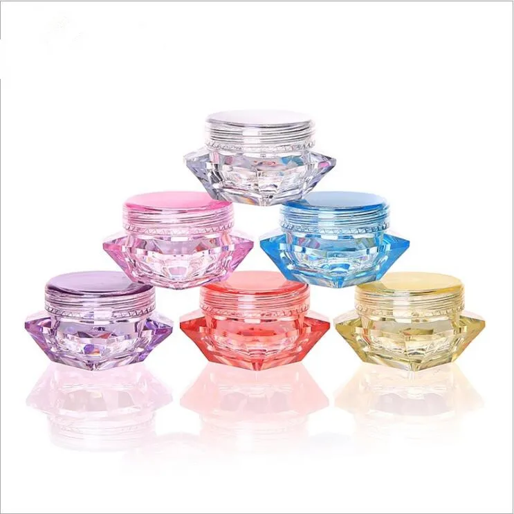 1pcs Random Color 1 шт. алмазные многоразовые бутылки путешествия крем-лосьон для лица пластиковый Косметический Контейнер Пустой макияж горшок 3 г/5 г многоразовая бутылка - Цвет: 1pcs Random Color