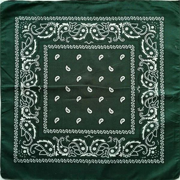 Dark green bandana Унисекс хип хоп черная бандана модный головной убор, резинка для волос шейный шарф повязка на запястье квадратные шарфы принт платок высокого качества - Цвет: Dark green bandana