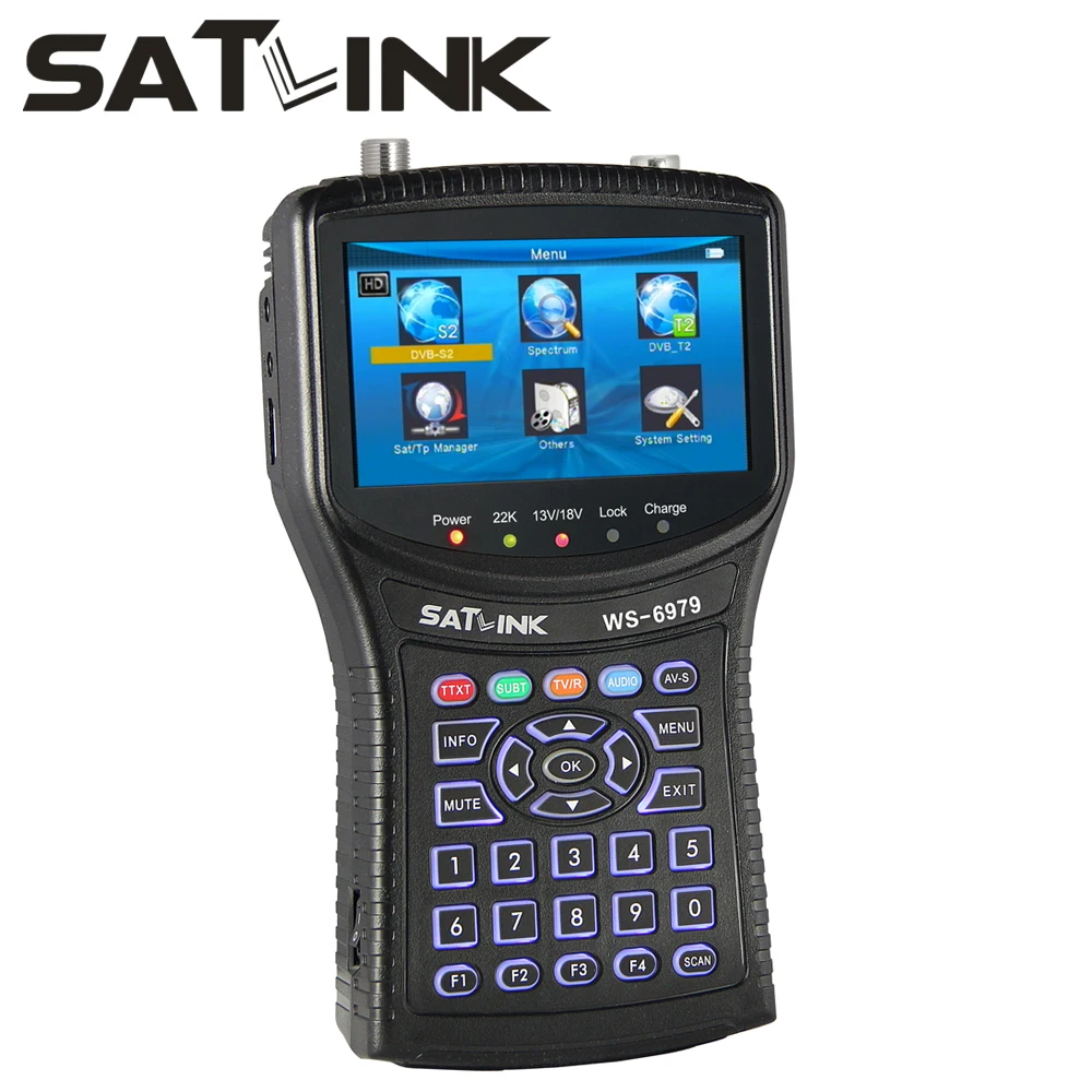 Satlink WS-6979 Цифровой спутниковый Finder DVB-S2 DVB-T2 MPEG4 hd combo спектра приемник анализатор