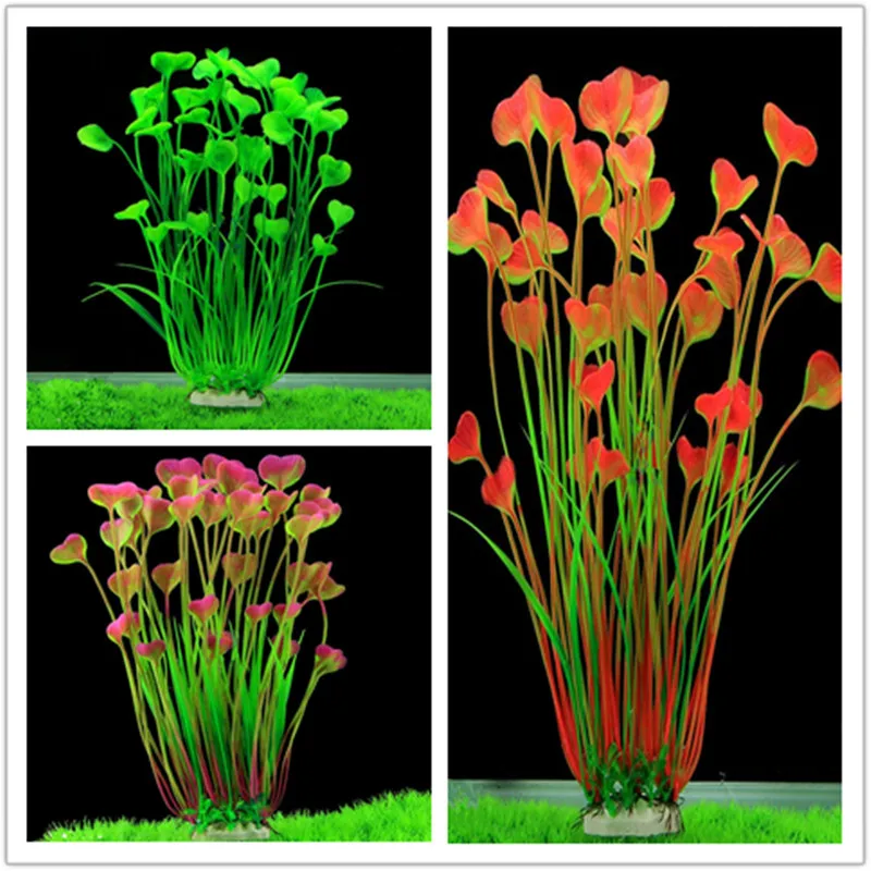 40 см искусственное Подводное украшение из ПВХ для аквариума зеленая трава