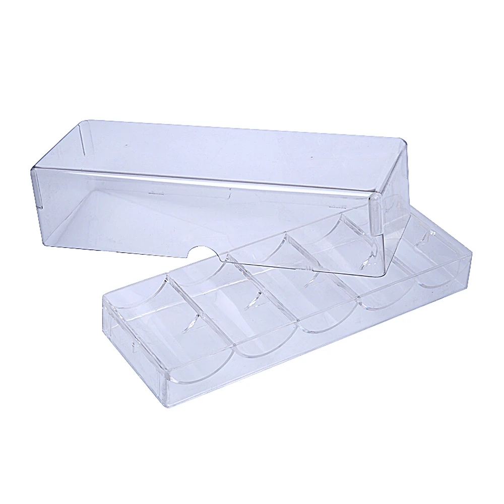 Набор фишек для покера в коробке на поддонах из акрила с прозрачными крышками, черным цветом и прозрачными, для игры в казино Техасский Холдем на 100/200 штук.