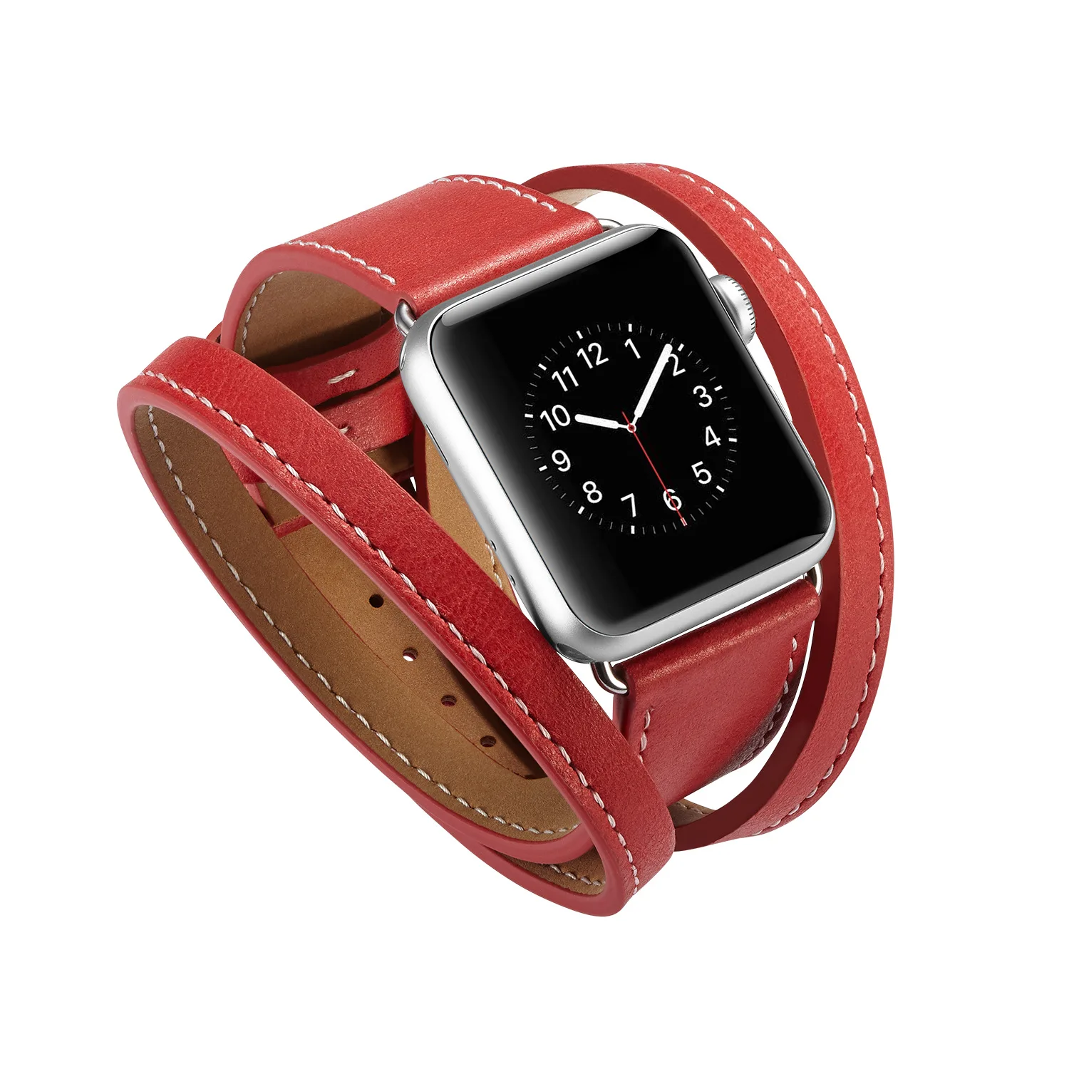 Кожаный ремешок для часов для Apple Watch Iwatch Series 5 4 3 2 44 мм/40 мм/42 мм/38 мм длинная петля для аксессуаров для умных часов - Цвет ремешка: red
