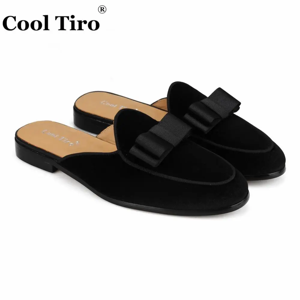 Black Velvet Bow Cool Tiro/темно-синий лакированной кожи Тапочки Для мужчин Шлёпанцы дважды монах скольжения на Туфли без каблуков Для мужчин обувь ручной работы повседневная обувь большие Размеры черный - Цвет: Black Velvet Bow
