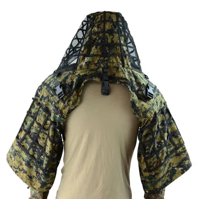 TTGTACTICAL Снайпер Ghillie капюшон камуфляж Ghillie костюм основа тактическая верхняя одежда для снайпера Viper капюшоны, охота Ghillie база - Цвет: Digital Woodland