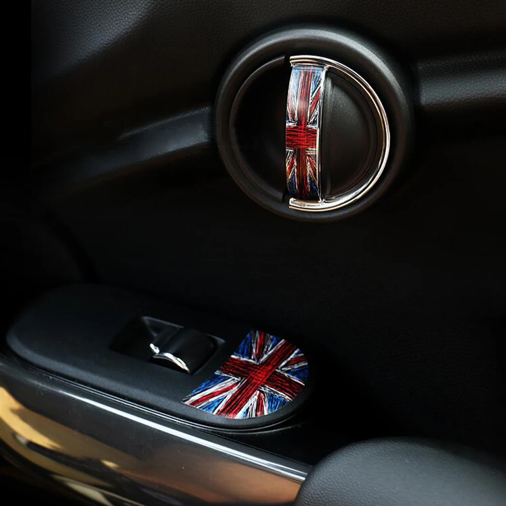 4Pcs/Lot Flag Inner Door Handle DoorKnob Sticker And Decal Anti Scratching Decor For BMW Mini Cooper F56 Car Styling Accessories |