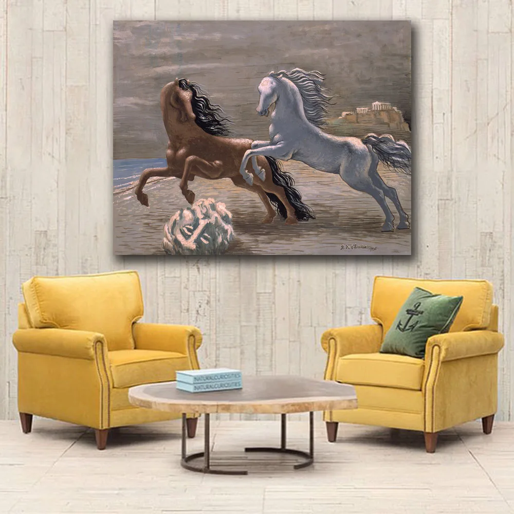 Картина на холсте giorgio de chirico cavalli in riva al MAR для гостиной украшение дома картина