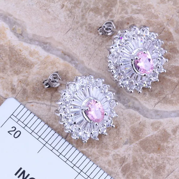 Женский комплект украшений посеребренные серьги кольцо с подвеской Размер 6 / 7 8 9