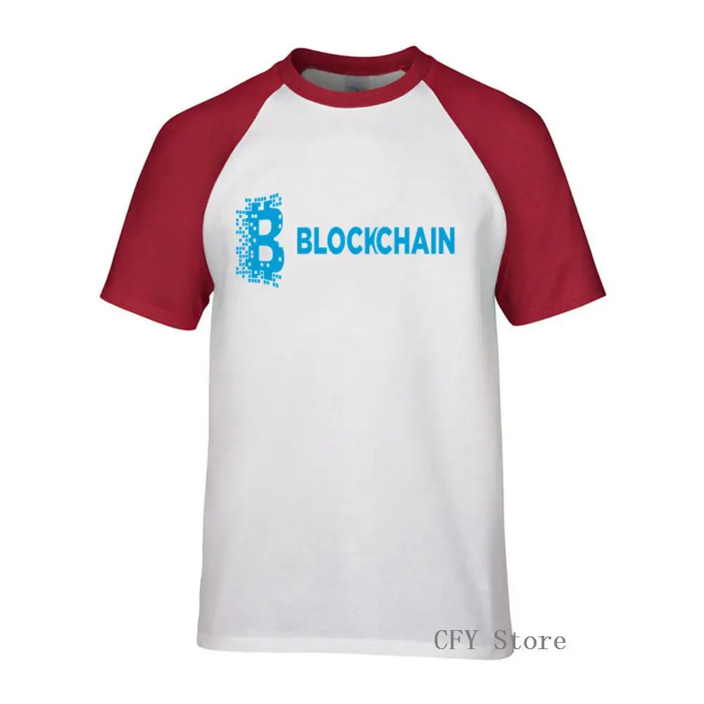 Биткоин-синяя мужская футболка с круглым вырезом и коротким рукавом