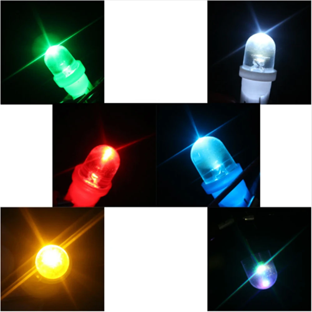 100pcs 12V RGB T10 R светодиодный лампы W5W 194 путь освещение просвет Лампы для чтения белого и синего цвета красный зеленый желтый RGB смесь цветов 20lm