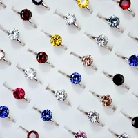 50pcs fashion 1 2 carat aaa zircon engagement rings lots for women girls wedding ring austrian crystal jewelry wholesale lr4060