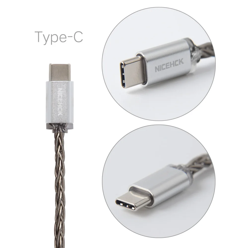 NICEHCK 8 Core Silver Plated Upgrade Cable TypeC/Type-C/3.5/2.5/4.4mm MMCX/2Pin For KZZSN/ZS10/ZS7 TRNCCAC10 C12NICEHCK DB3/NX7