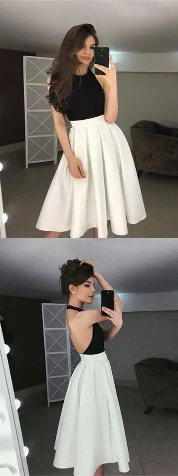 Женское платье Элегантная модная одежда черно белое лоскутное средней длины