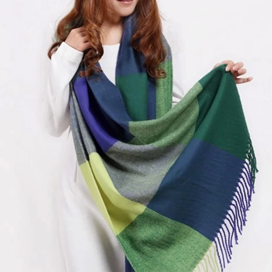 200*60 см Woemen 2016 мода шерсть Зимний женский шарф с кисточками Испания Desigual плед