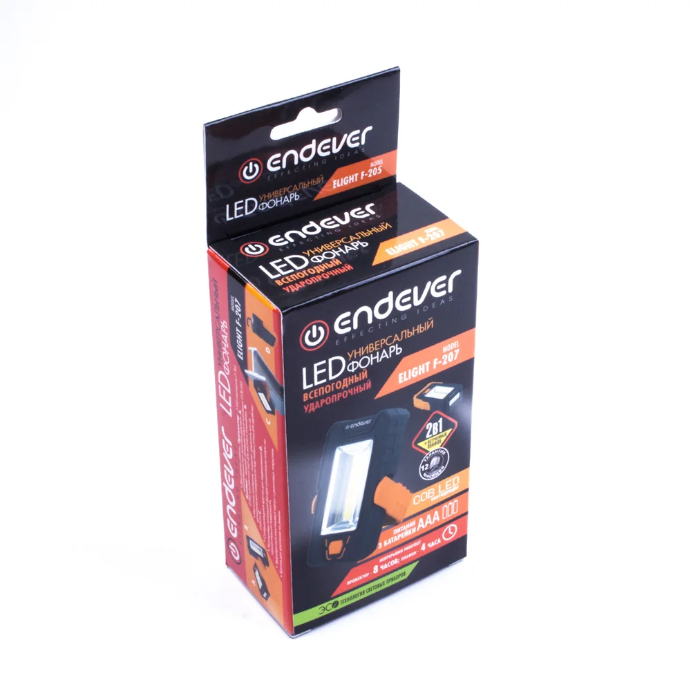 Универсальный LED фонарь Endever Elight F 207 orange black 97110 (Ударопрочный пластик 2 типа
