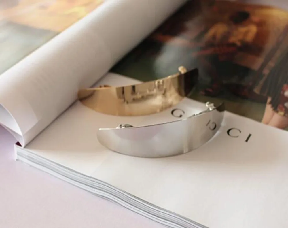 Модные дизайнерские украшения 2016 золото полированной плотная дуги заколка для