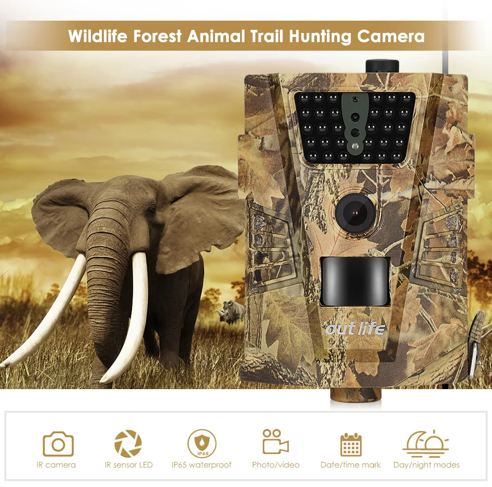 Outlife Trail camera 12MP 1080P 30 шт. Инфракрасные светодиоды 850nm охотничья камера IP65 водонепроницаемая камера с углом обзора 120 градусов