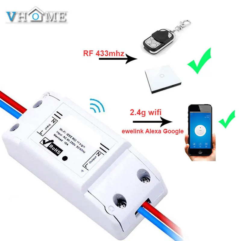 Ewelink приложение Универсальный Беспроводной удаленного коммутатора 2 4 wifi + rf 433 мГц