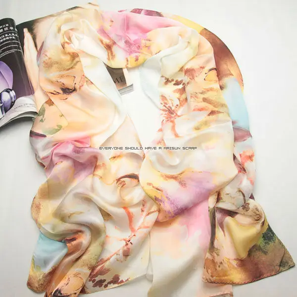 100 silk 10mm Fashion 180X70cm long georgette satin scarf | Аксессуары для одежды