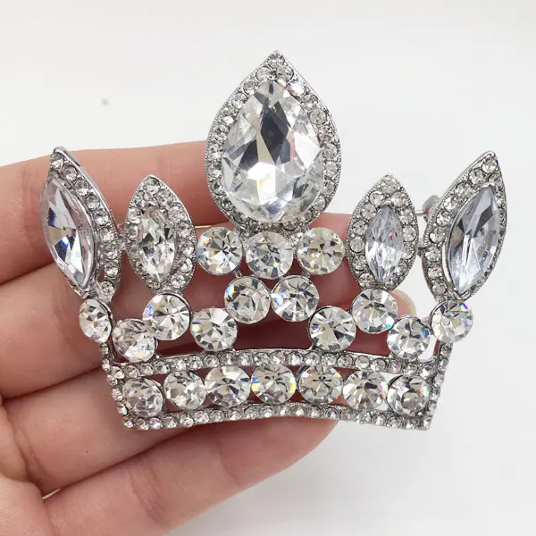 

Bride Imperial Crown Wedding Pendant Clear Rhinestone Crystal Brooch Pin