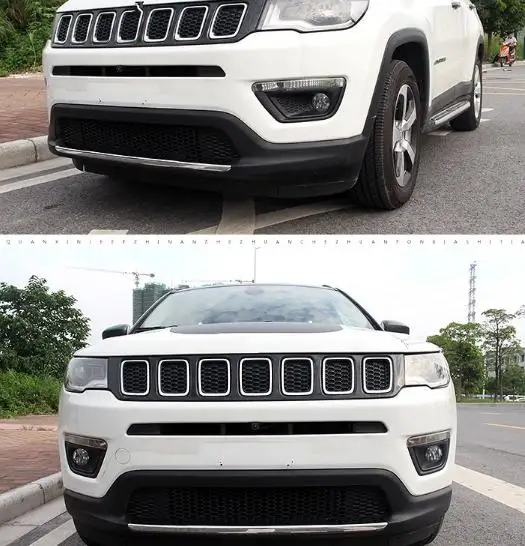 Красный/серебристый для Jeep Compass ABS автомобильный передний бампер Накладка аксессуары для украшения Защитная крышка