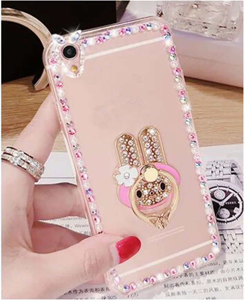 Bling Diamond Ring Stand TPU Cases For Xiaomi Redmi 5 6 4X 5A 6A 8A Note 4 7 8 Pro Luxury Pearl Rhinestone Phone Case |