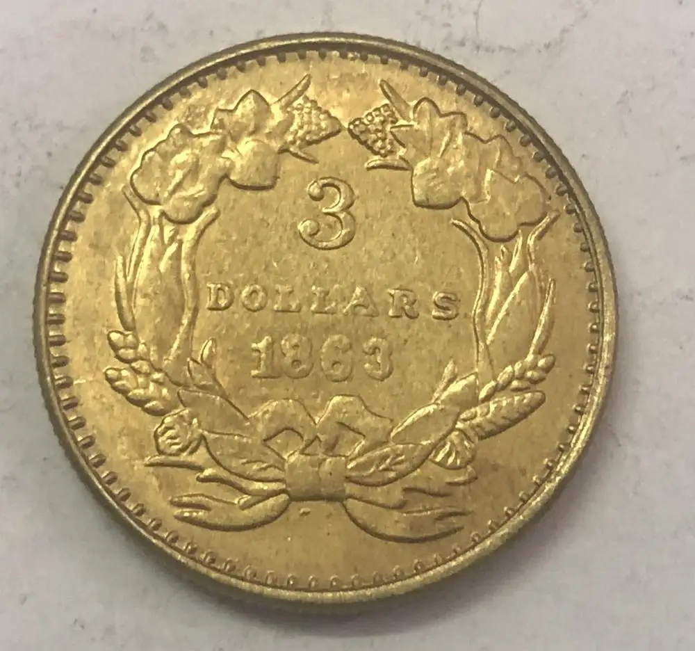 (1861 1862 1863 1864 1865) 3 доллара США|Безвалютные монеты| |