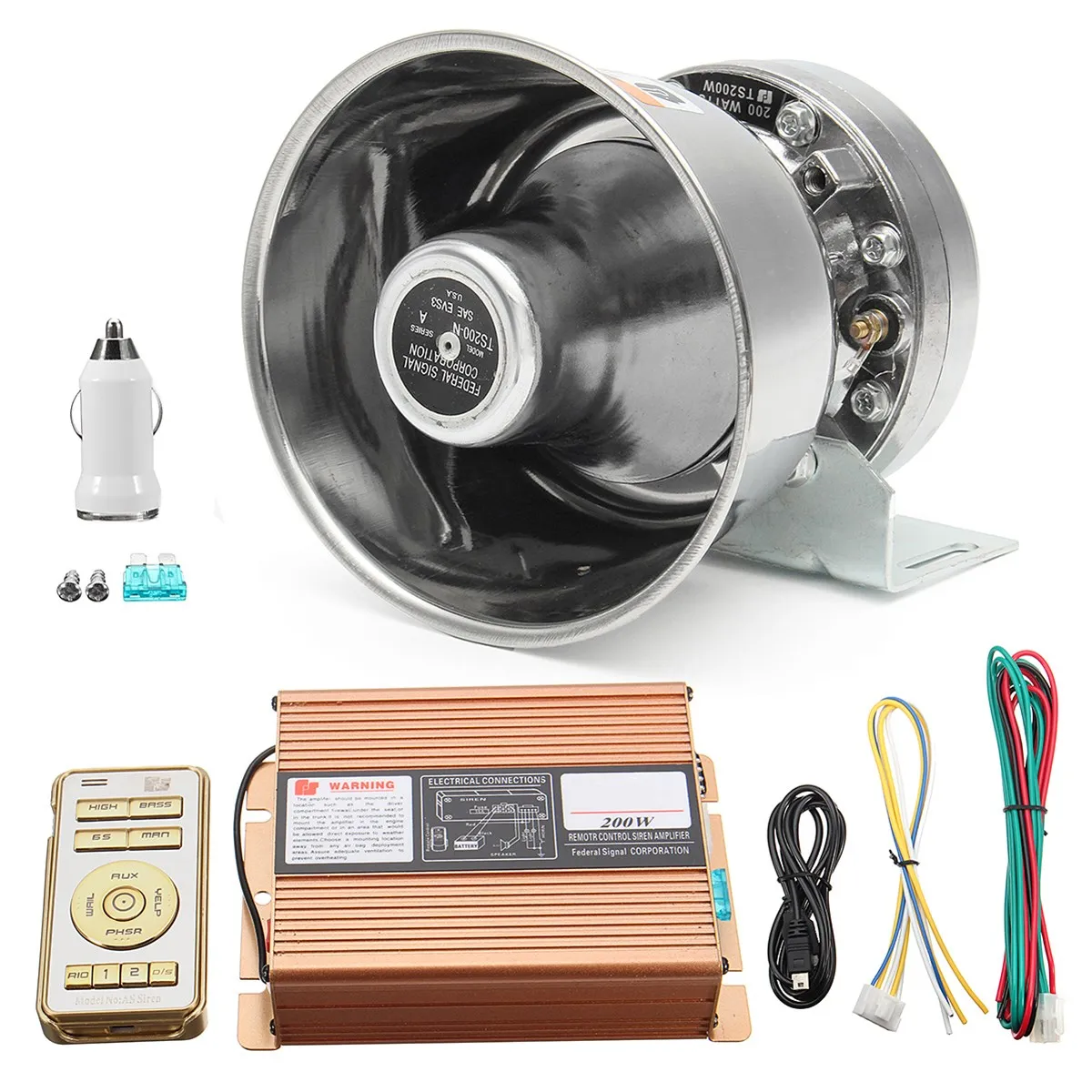 12V 200W громкий звук автомобиля Предупреждение сигнал усилитель полицейская сирена PA Динамик с микрофоном Системы Беспроводной дистанционного Управление
