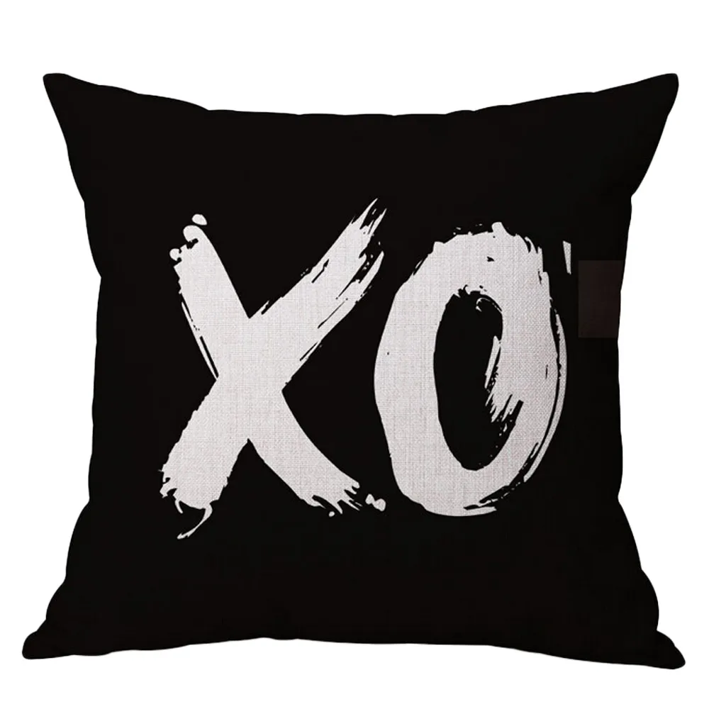 Наволочка черно белая с буквенным принтом наволочка из смешанного хлопка