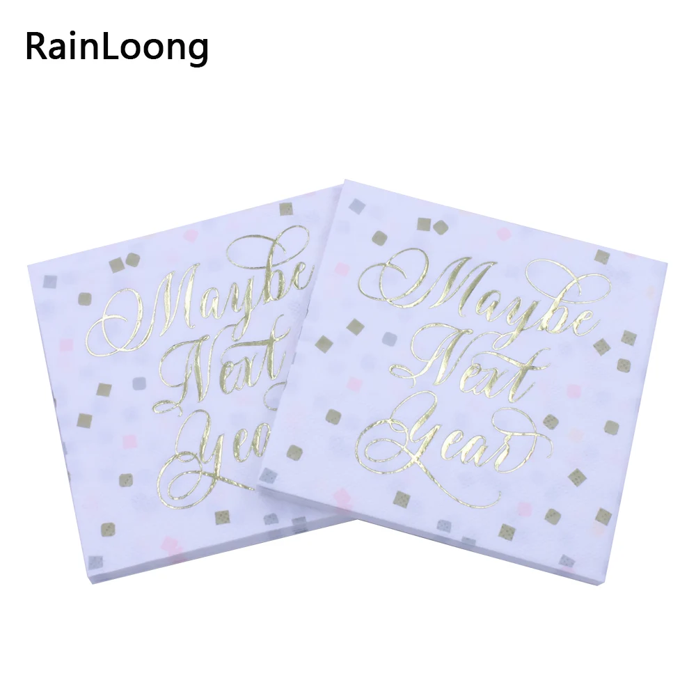 [RainLoong] 3 плисная фольга золотые бумажные салфетки для напитков возможно в