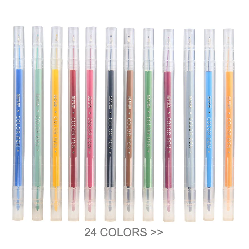 24 Assorted Colors Water Based Drawing Manga Double Twin Tips Colorful Fineliner Markers Pen Kids Art Design|design marker pens|marker penfineliner |