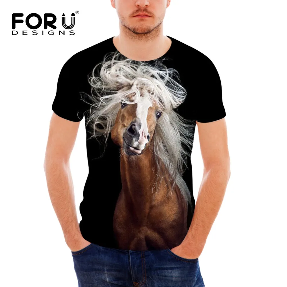 FORUDESIGNS/оптовая продажа Футболка с принтом конского волоса для мужчин удобная