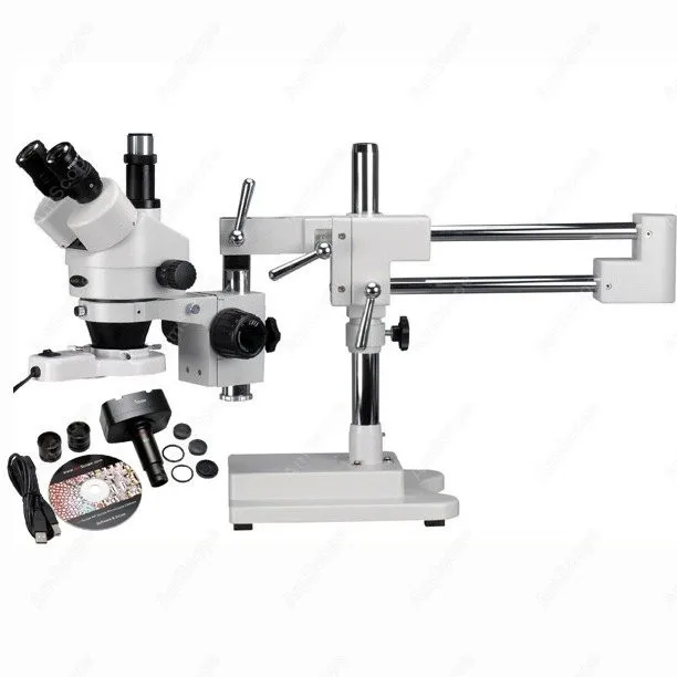 

Stereo Boom Microscope--AmScope Supplies 7X-45X Stereo Boom Microscope + 1.3M Camera + Light