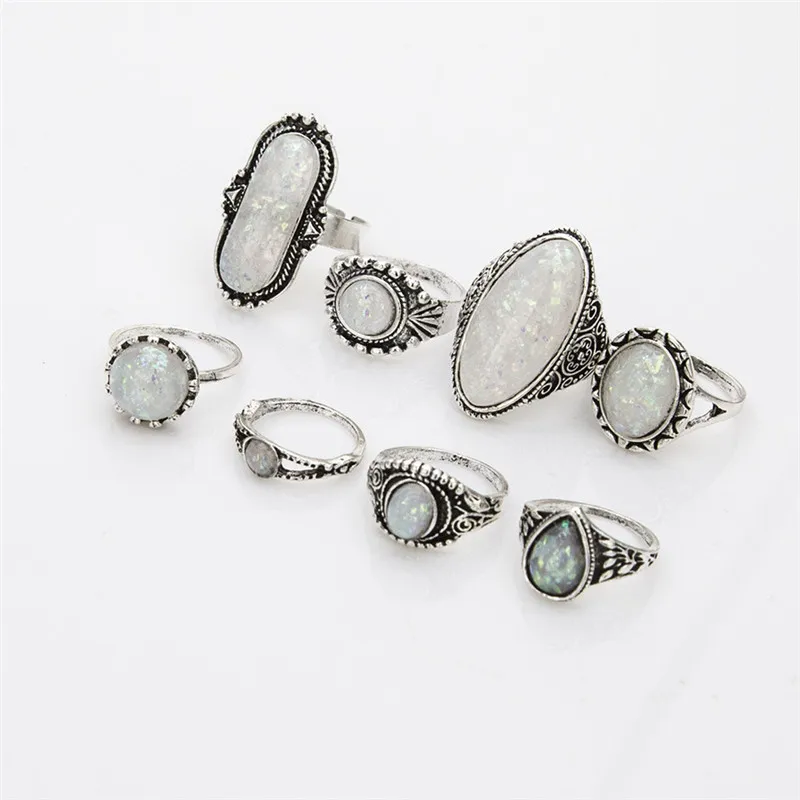Женские винтажные кольца ADOLPH 8 шт./компл. со стразами серебряная бижутерия в стиле