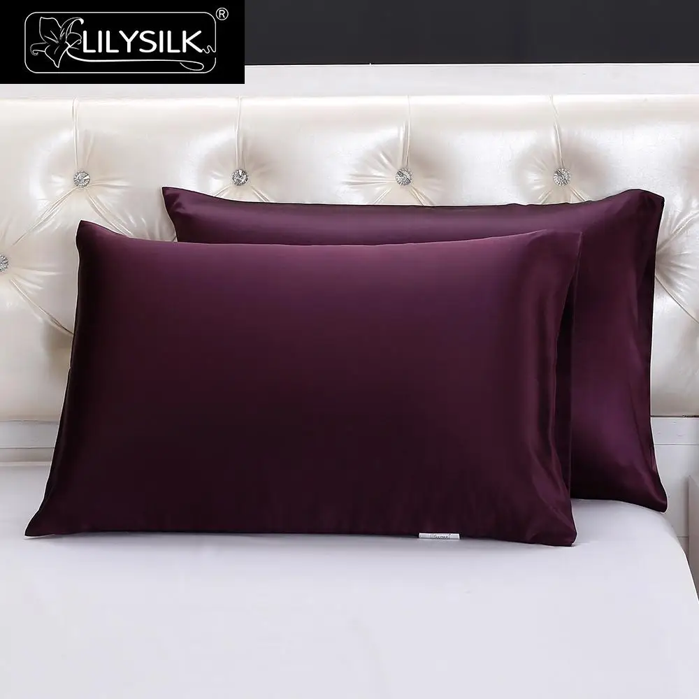 Purple Lilysilk Наволочка шелковая натуральный шелк Mulberry 25 Momme 40x60см, 50x70см - Цвет: Purple