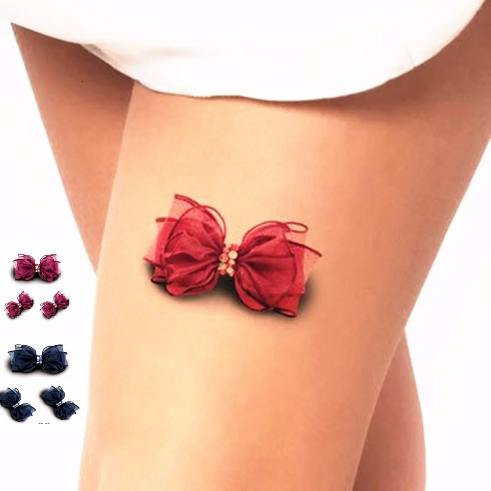 3D бантом Временные татуировки боди-арт флэш-тату Стикеры Водонепроницаемый хна