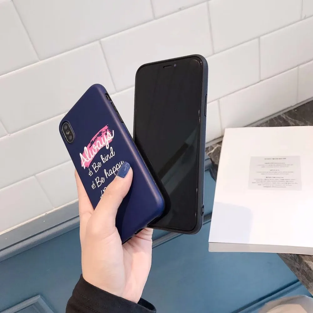 Чехол для мобильного телефона с надписью Apple iphone 6 6s 7 8 Plus X XR XS Max синяя задняя