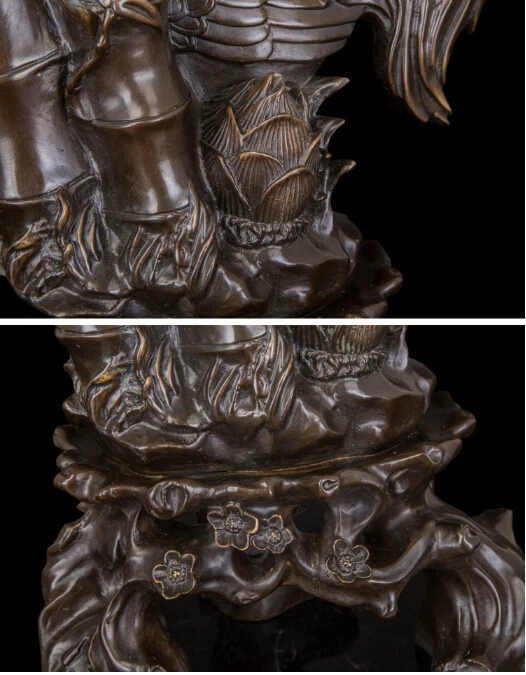 Бронзовая фигурка знака зодиака ремесла украшения счастливые бамбуковые цветы