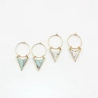 2016 новые геометрические круглые длинные серьги массивные треугольные бело-зелёный камень простые серьги для женщин