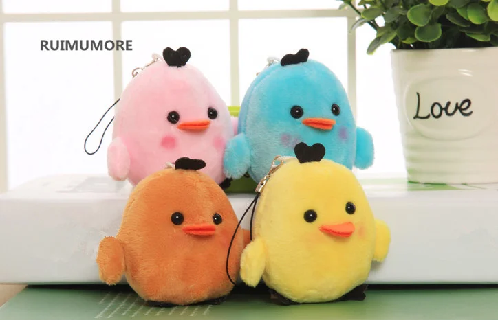 1piece random Милые цветные цыплята мягкие игрушки животных, 6 см прибл. Маленький Шарм Ключи Подвеска плюшевая игрушка подарок кукла - Цвет: 1piece random